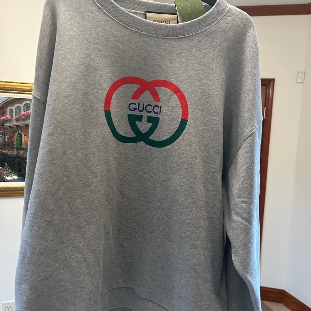 Men's Gucci, interlocking G cotton, crewneck sweatshirt size large made Italy - Picture 3 of 10